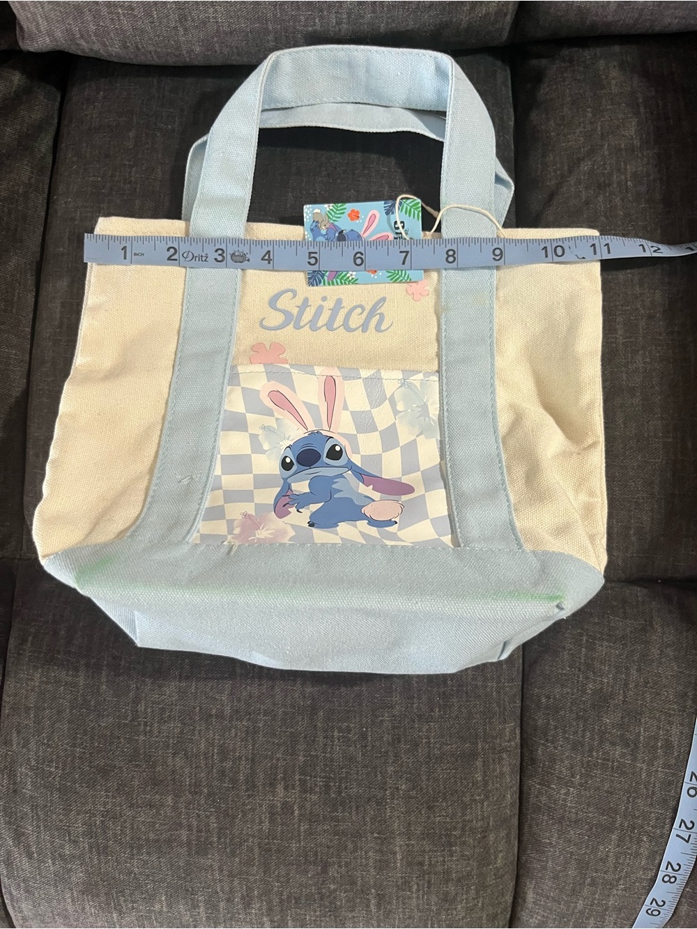 Disney Light Blue & Cream Stitch Canvas Tote Bag